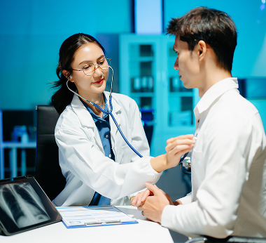 Physician examining a patient